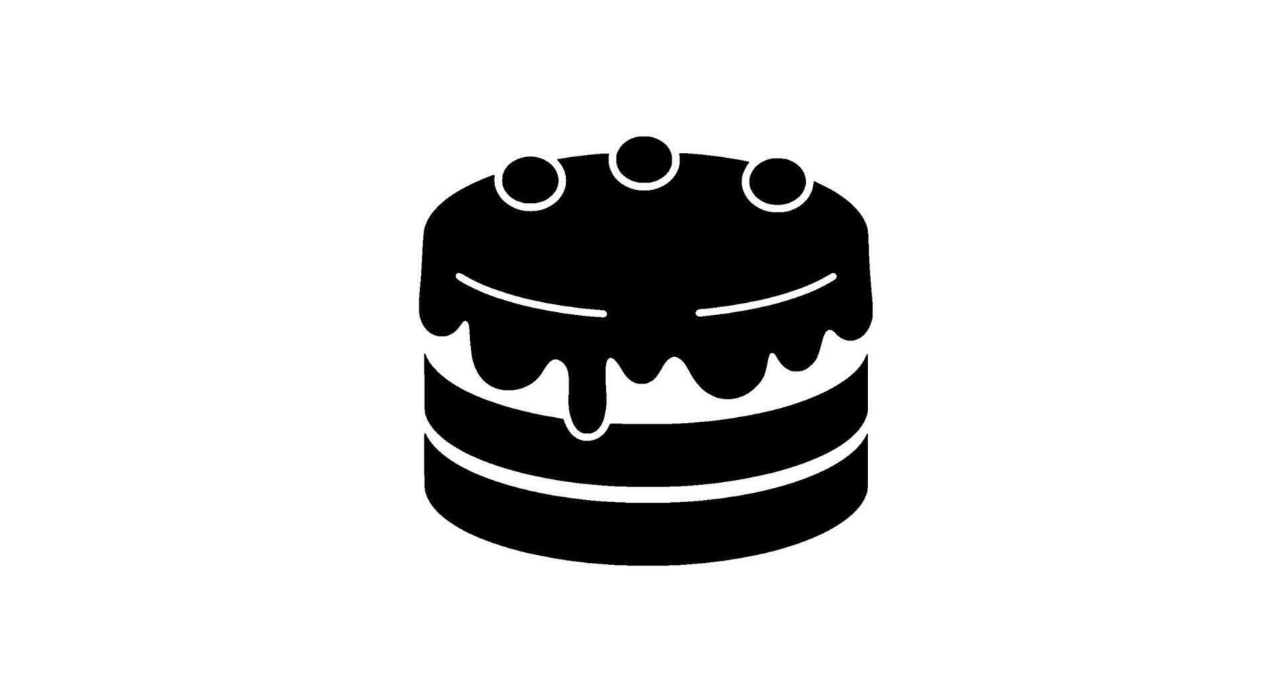 Dripping Glaze Cake Icon Black Silhouette vector