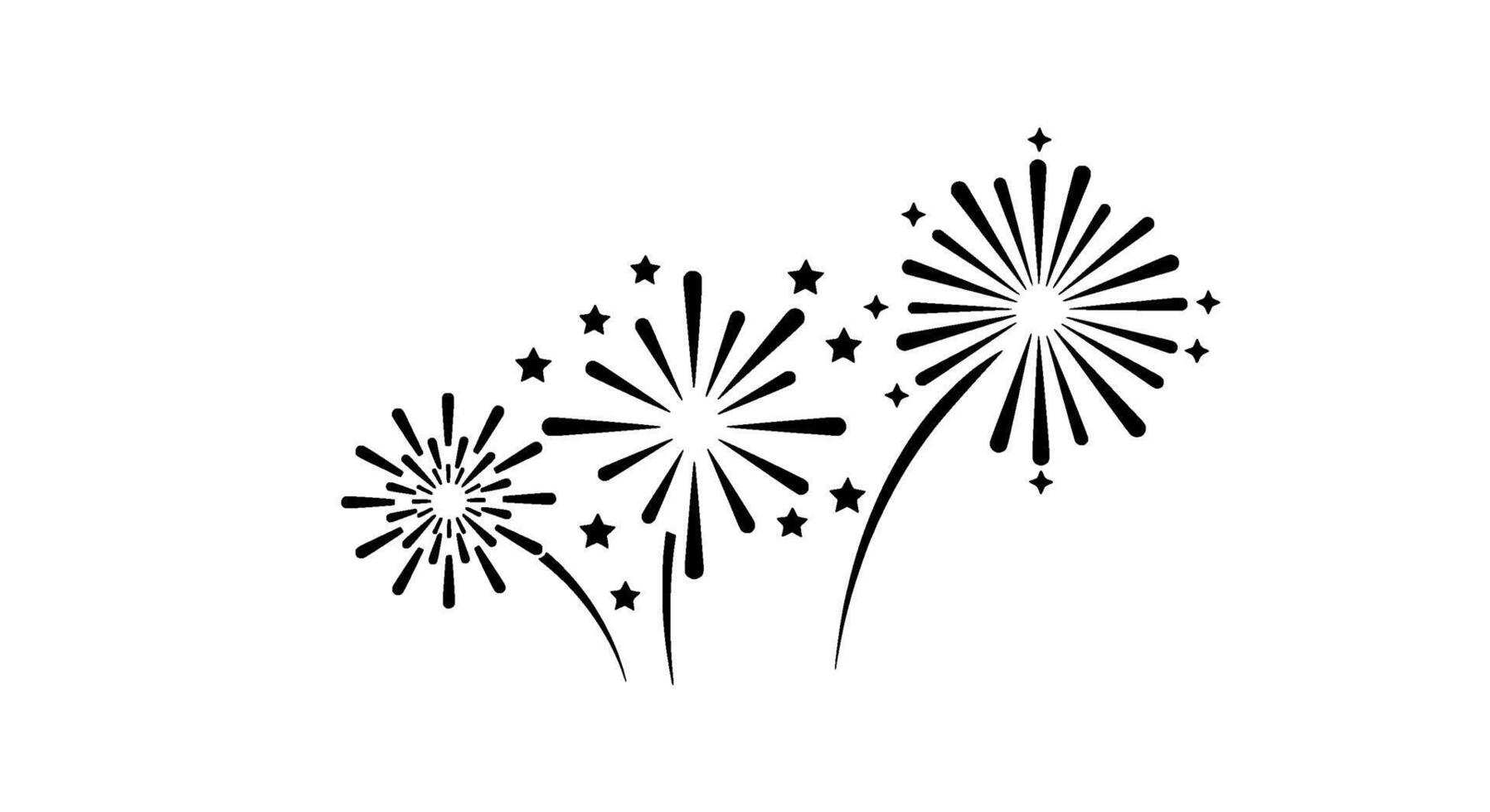 Triple Fireworks Burst with Stars Design vector