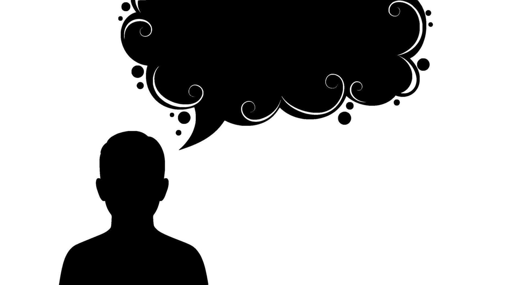 Silhouette Person with Ornate Thought Bubble vector