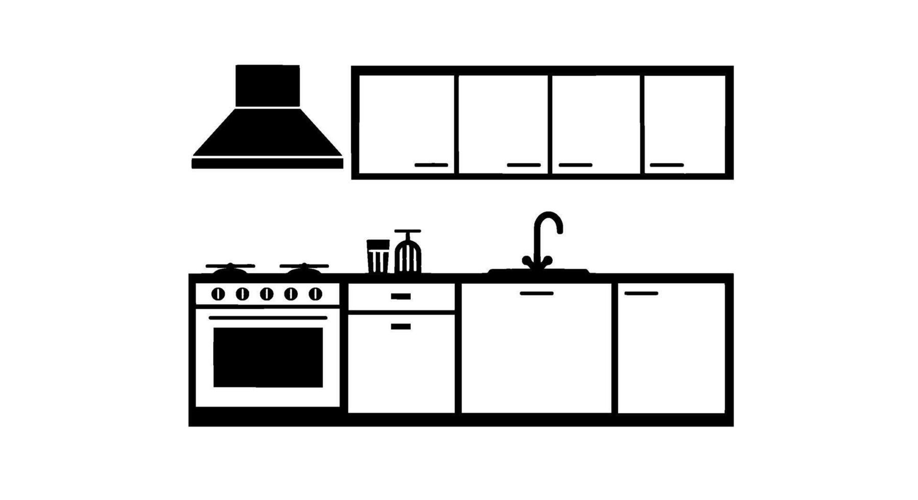 Simple Kitchen Silhouette vector