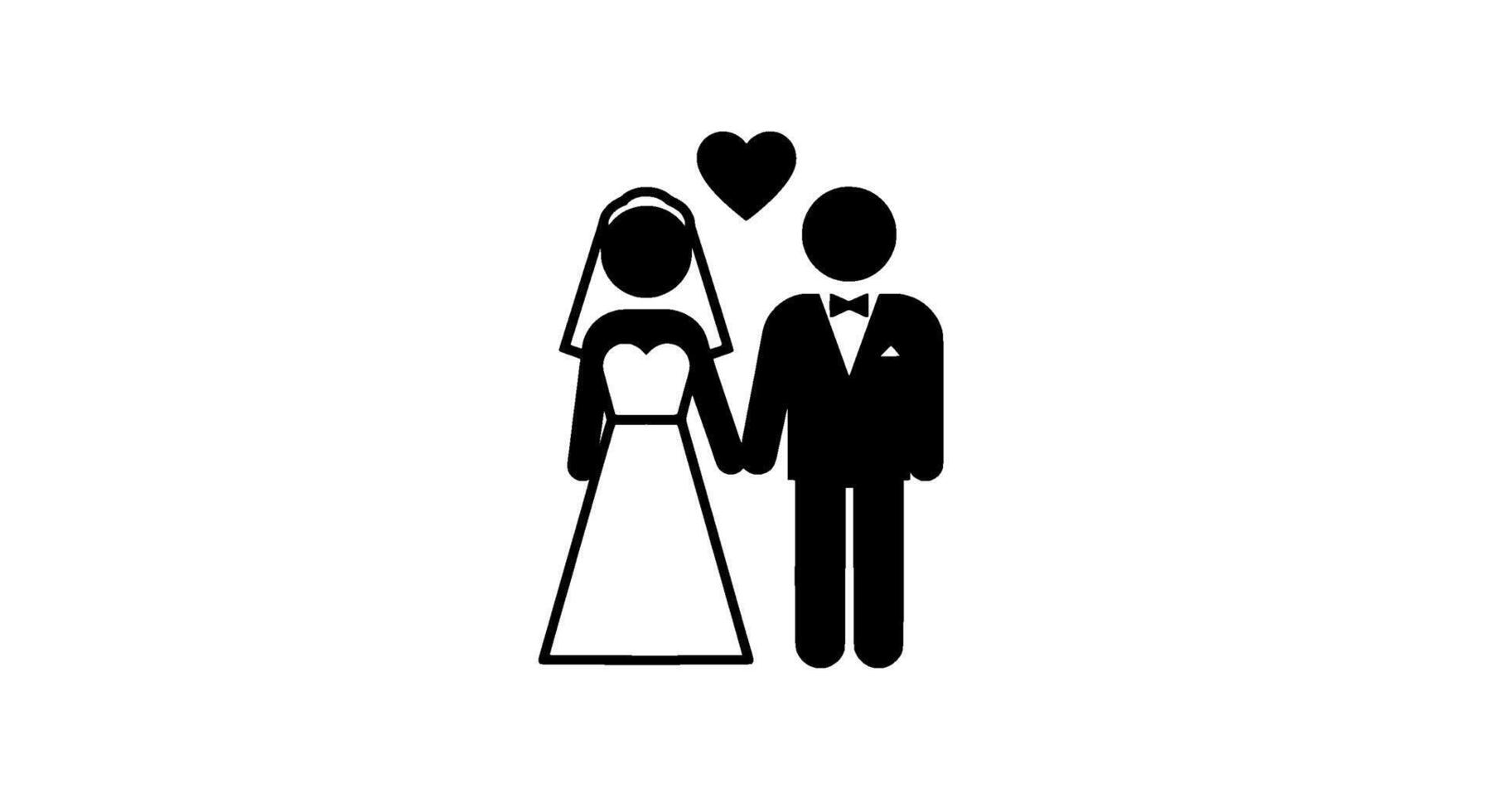 Simple Monochrome Wedding Couple Icon vector