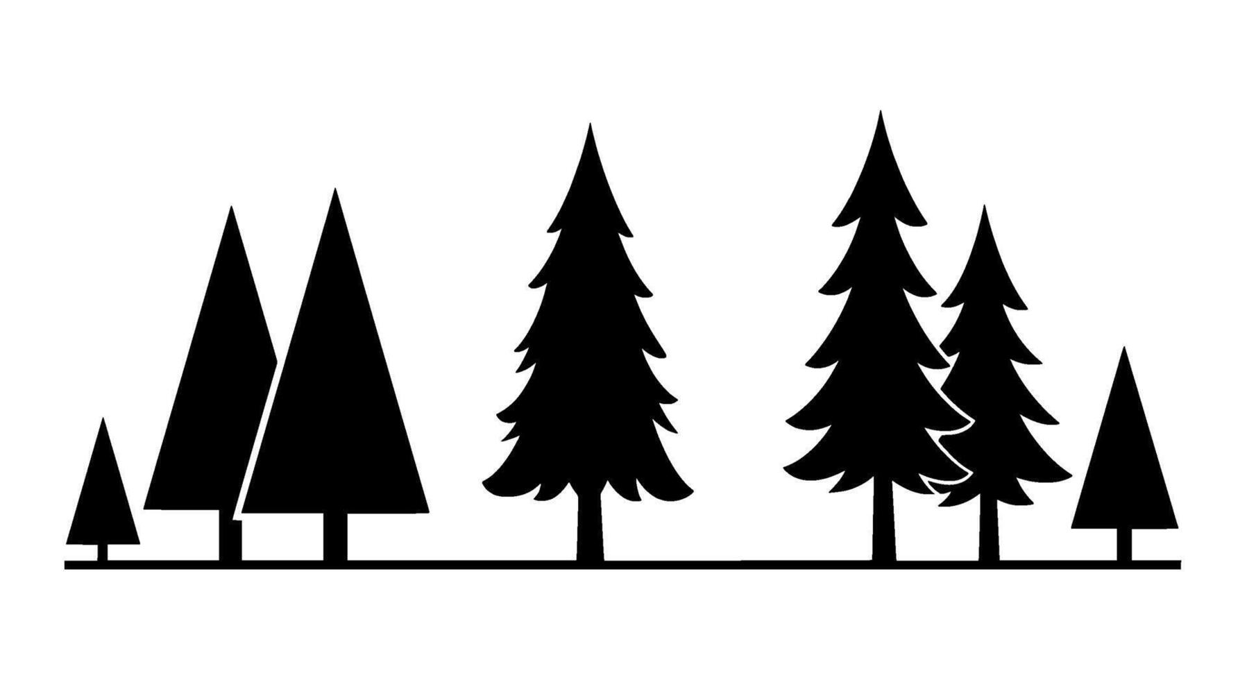 Conifer Silhouette Forest Line Graphic vector