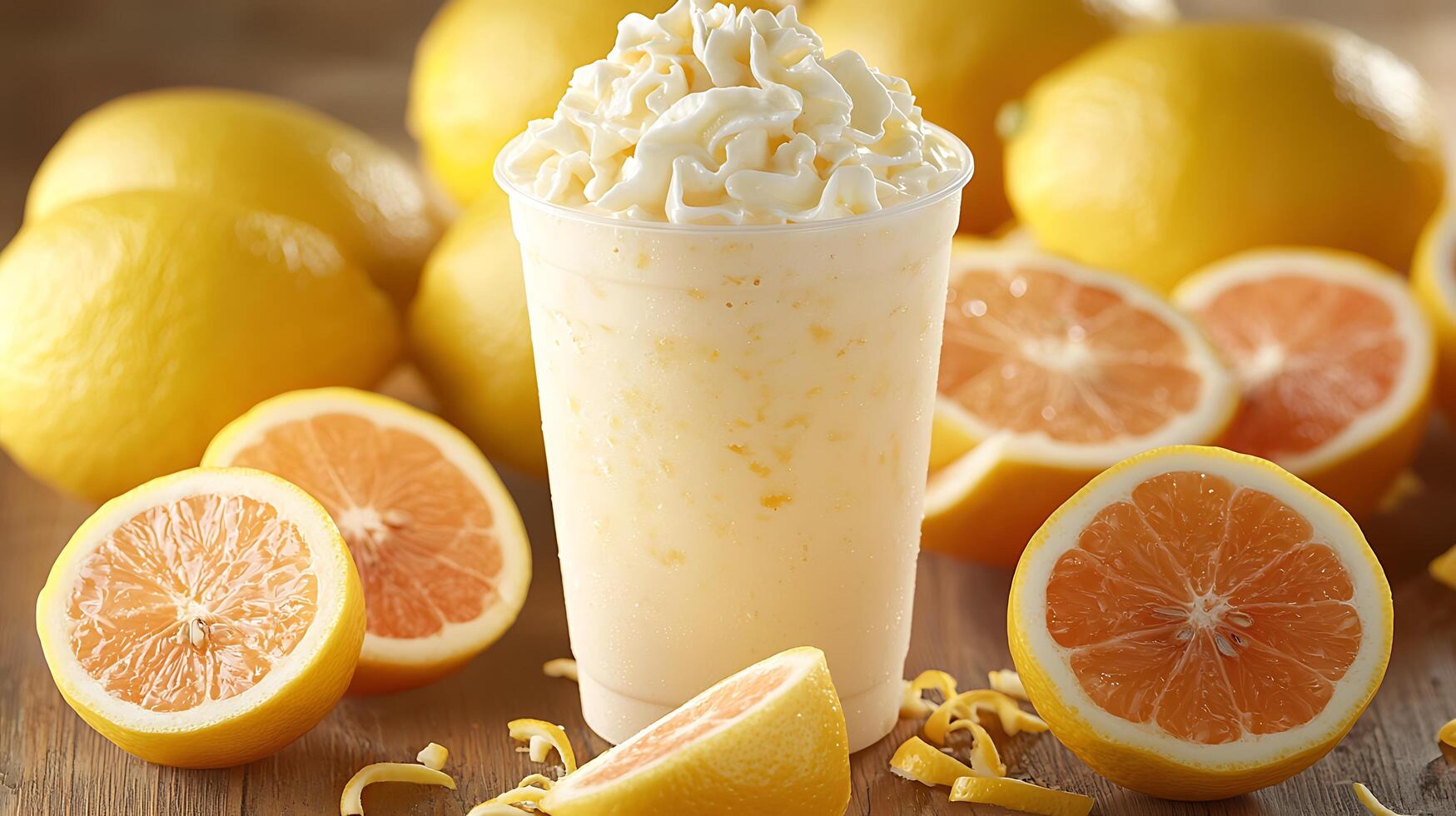 Creamy Citrus Smoothie with Fresh Lemons and Grapefruits. A Refreshing Summer Drink Photography. photo