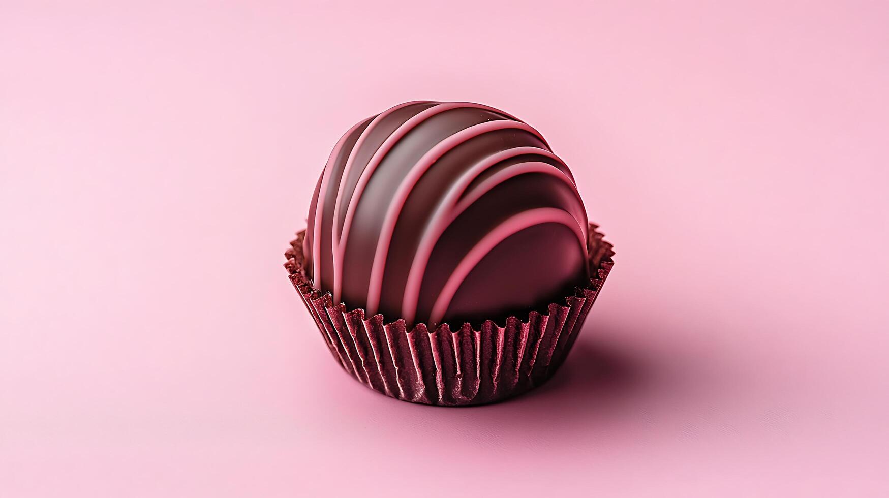 Gourmet Chocolate Truffle on Pink Background Close up of Elegant Dessert. photo