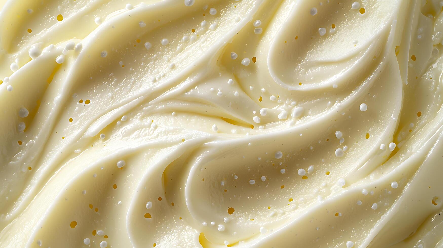Creamy Swirled Frosting Texture Close Up of Delicious Vanilla Buttercream. photo