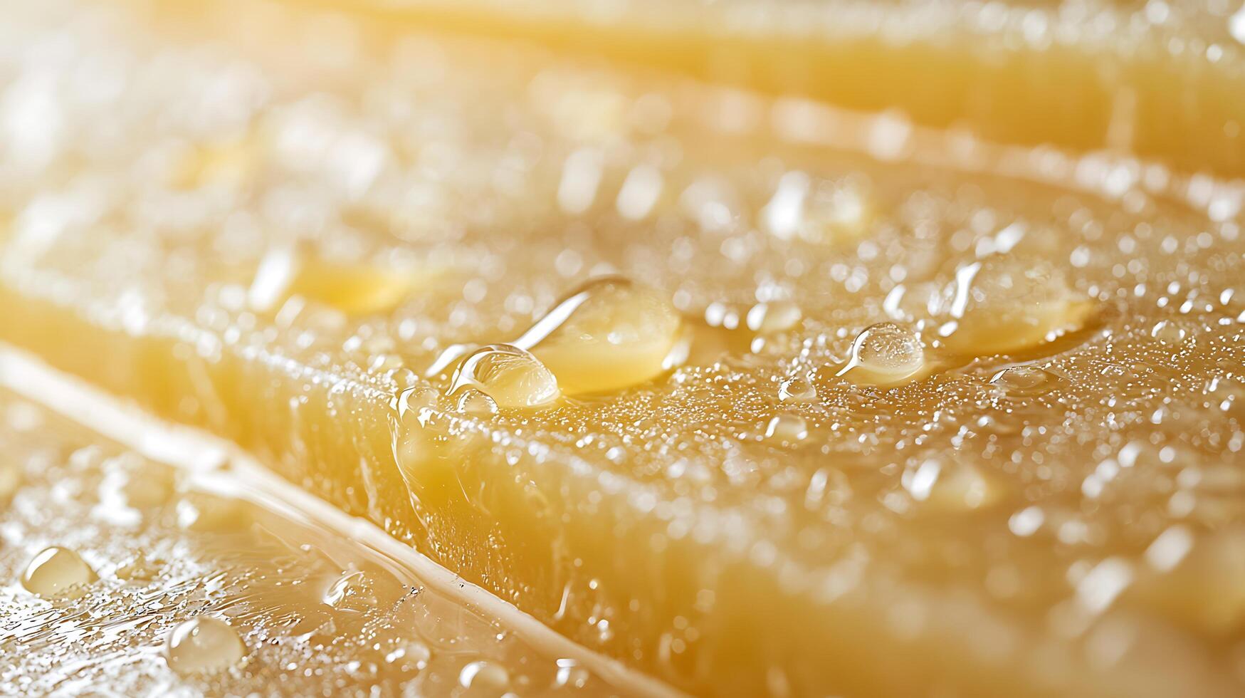 Golden Texture Background Close up of Water Droplets on a Smooth, Yellow Surface. photo