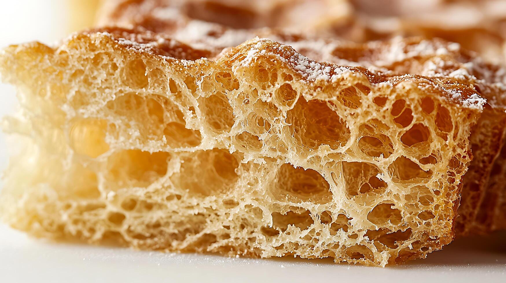 Close Up of the Airy, Golden Crumb of a Delicious Pastry. photo