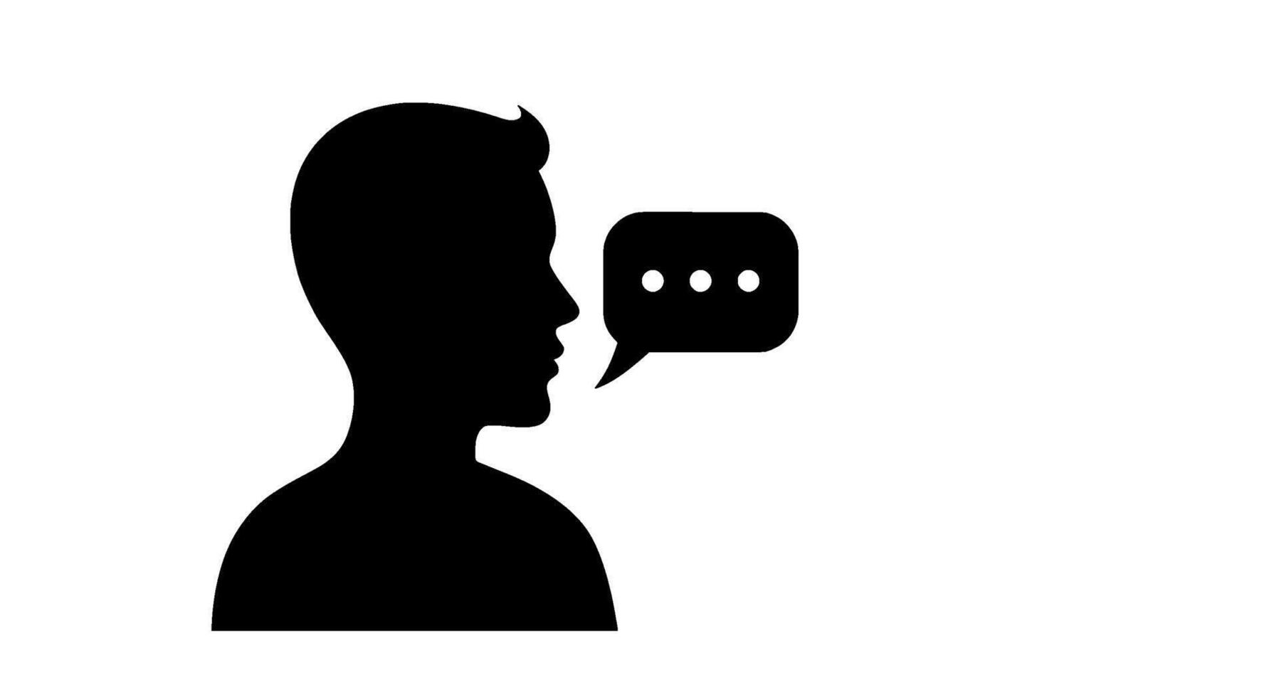 Monochrome Male Profile with Speech Bubble vector