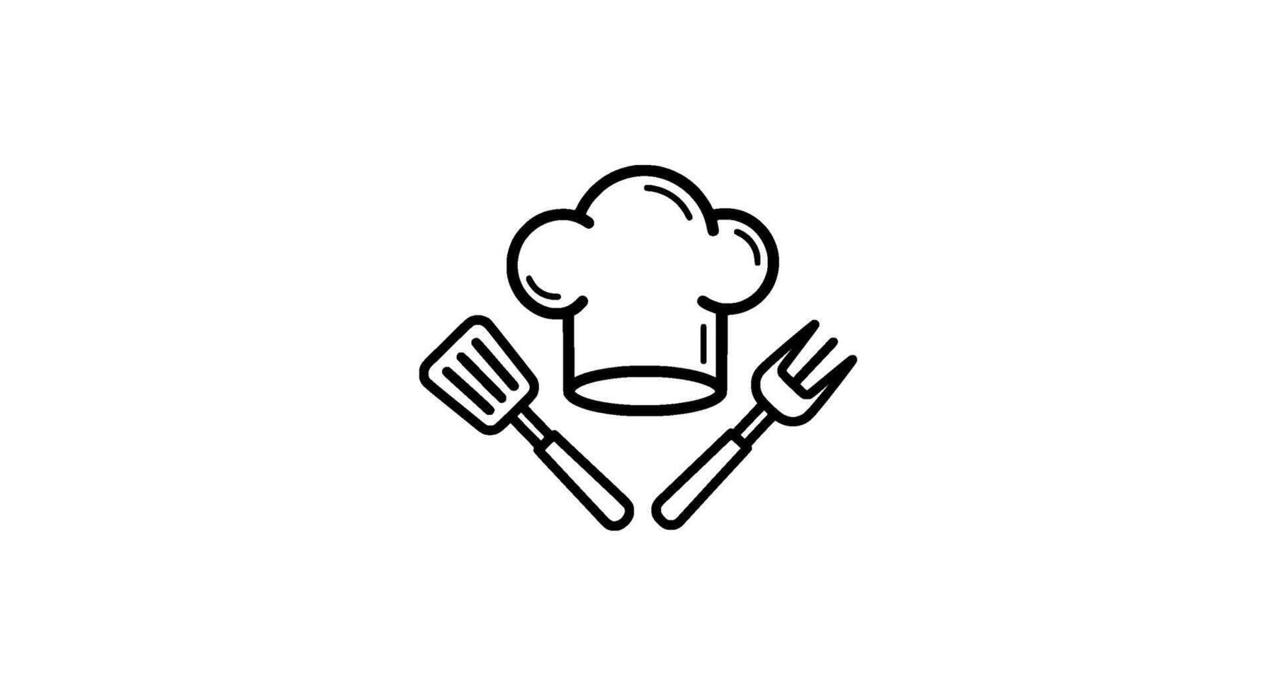 Chef Hat Spatula Fork Culinary Icon vector