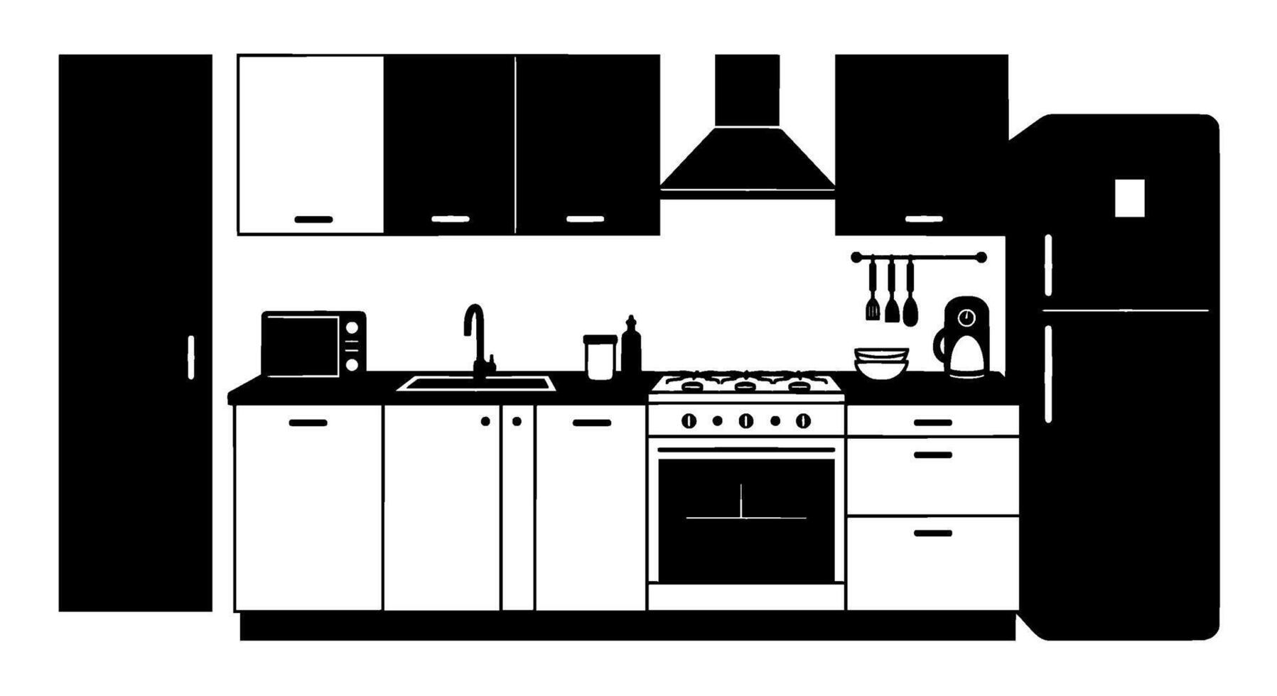Monochromatic Kitchen Appliance Icon Set vector