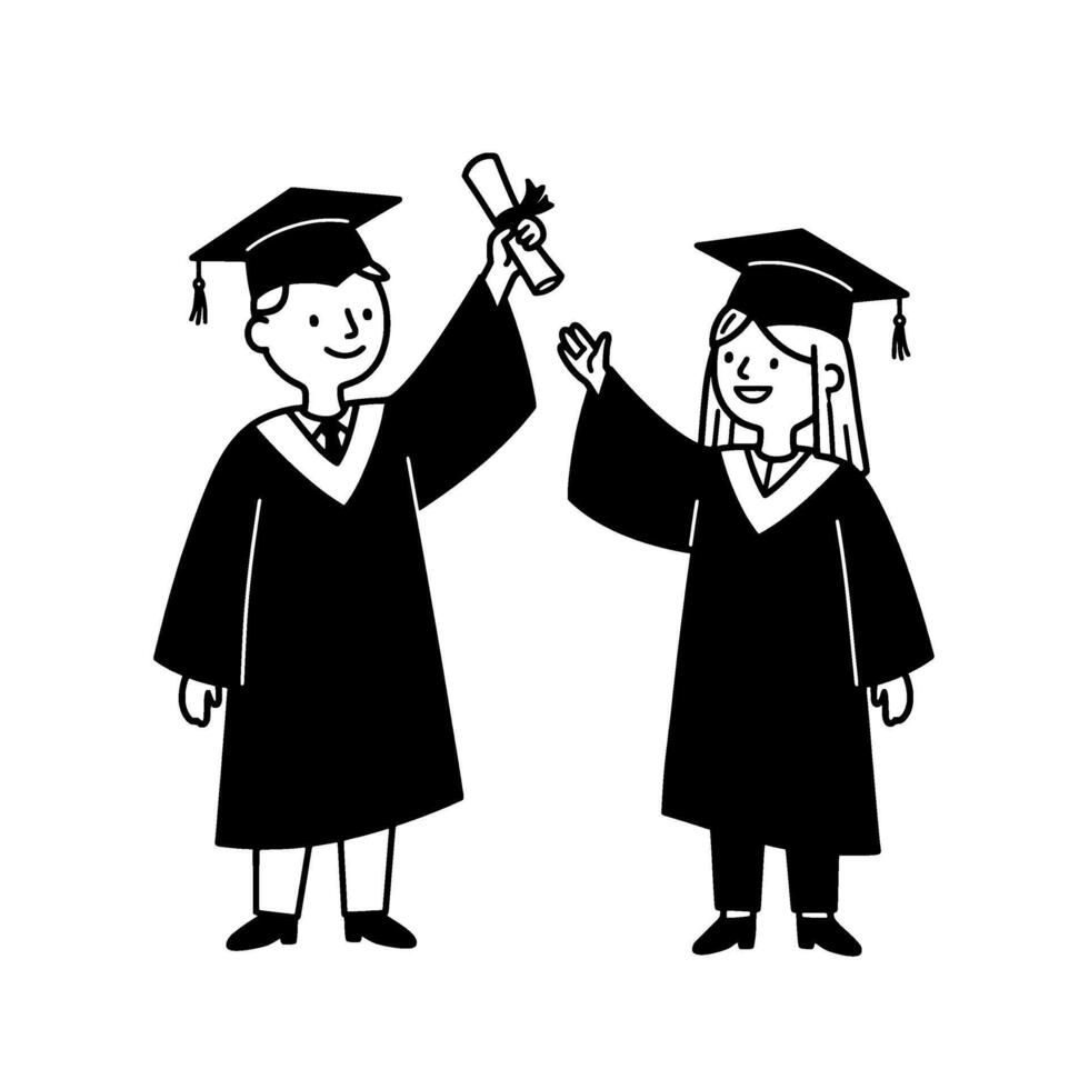 Graduation Duo Diploma Exchange Illustration vector
