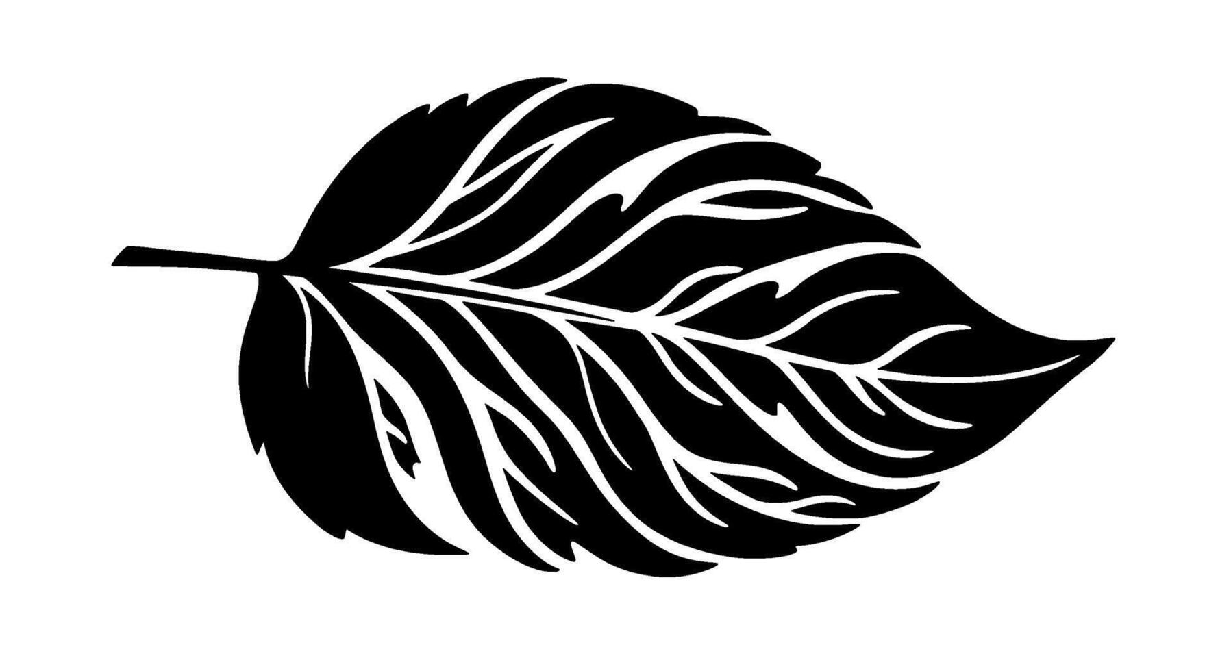 Monochrome Leaf Silhouette with Veined Texture vector