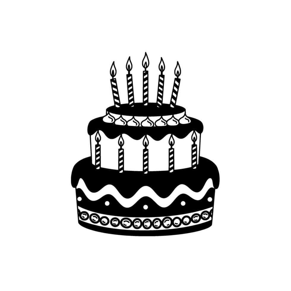 Two-Tier Birthday Cake with Candles Icon vector