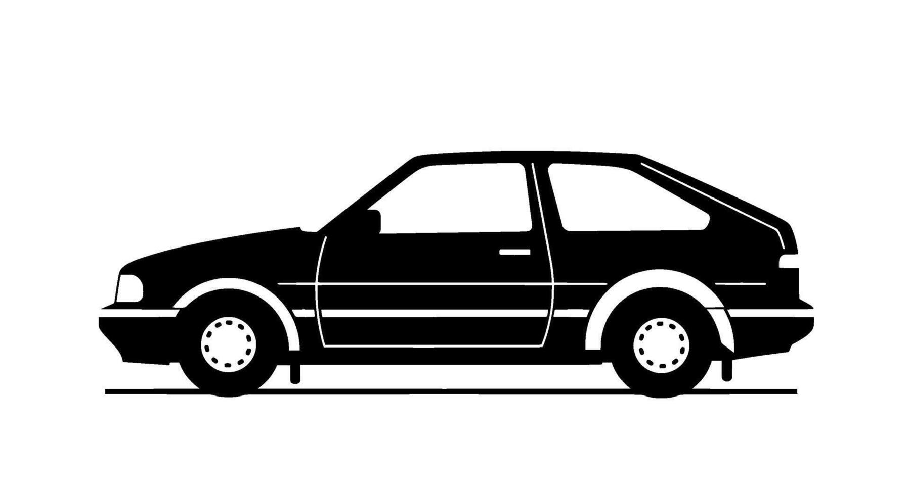 Black Hatchback Car Silhouette Icon vector