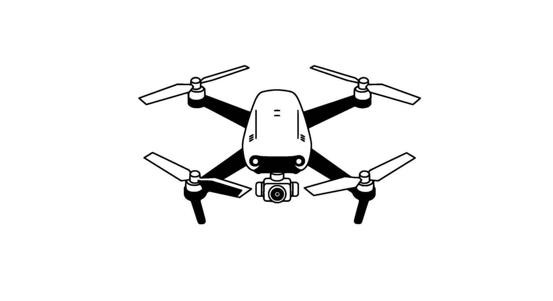 Quadcopter Drone Icon Top View, Black and White vector