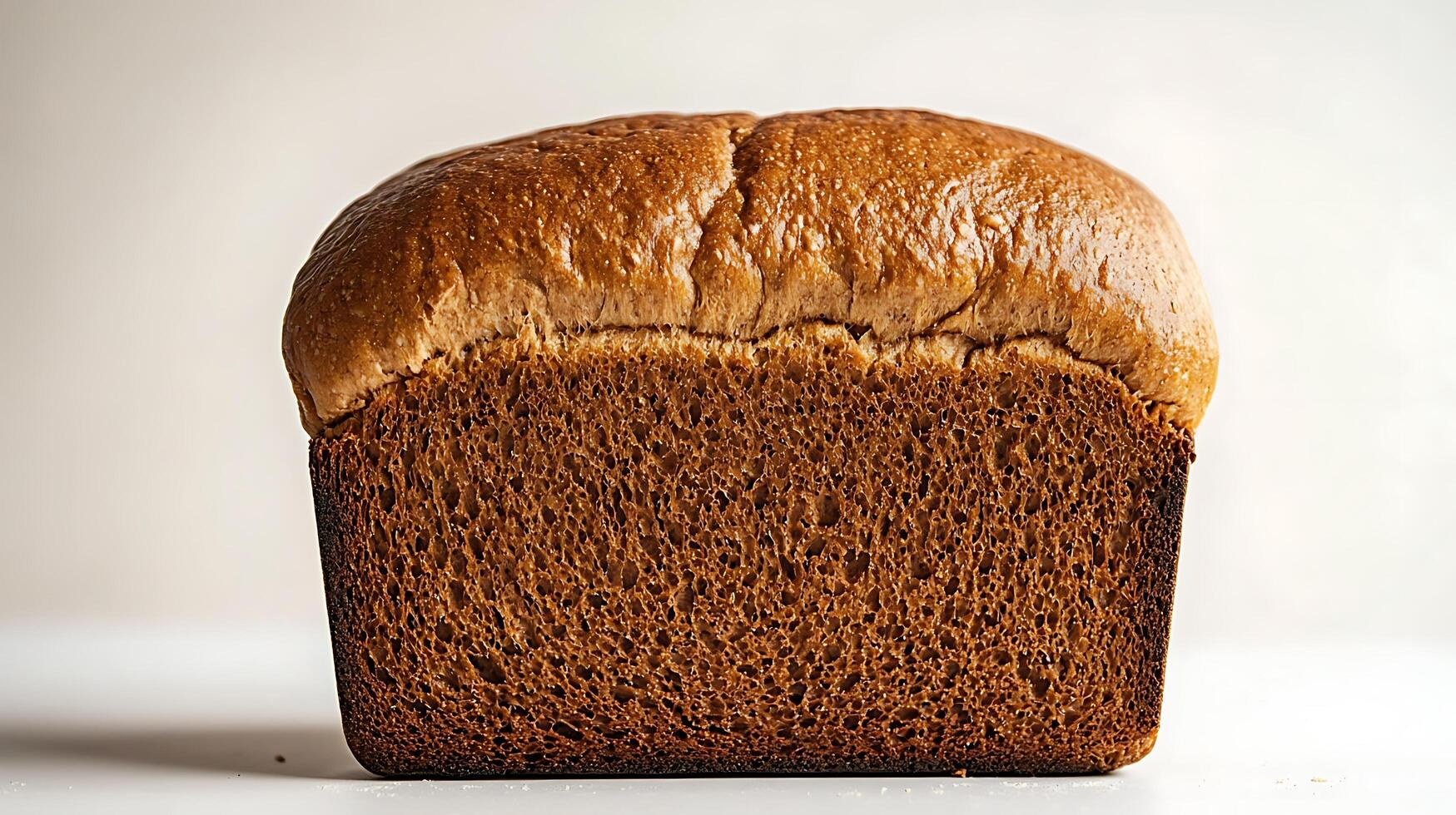 Close Up of a Loaf of Brown Bread, Showing Texture and Detail. photo