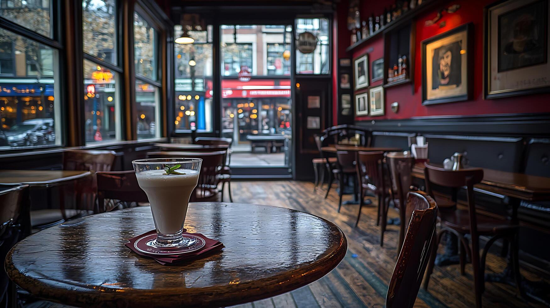Creamy Dessert in a Parisian Cafe A Cozy Atmosphere. photo