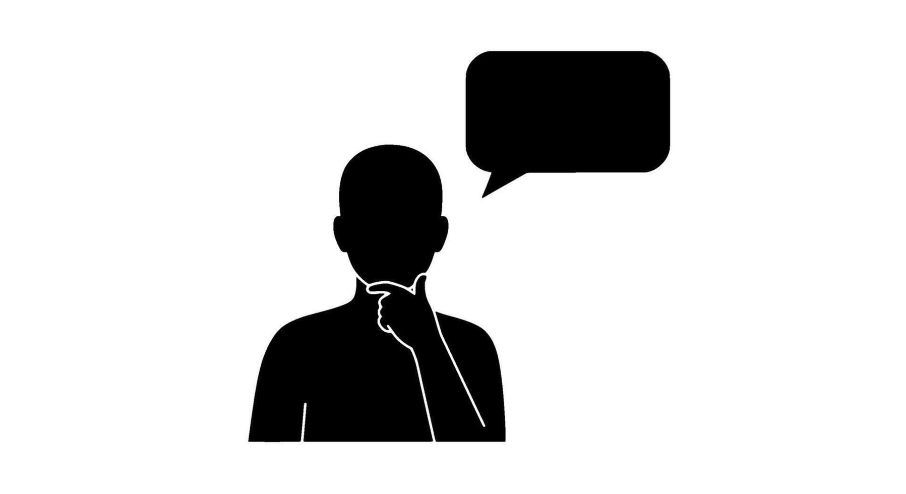 Silhouette of Person in Thought with Speech Bubble vector