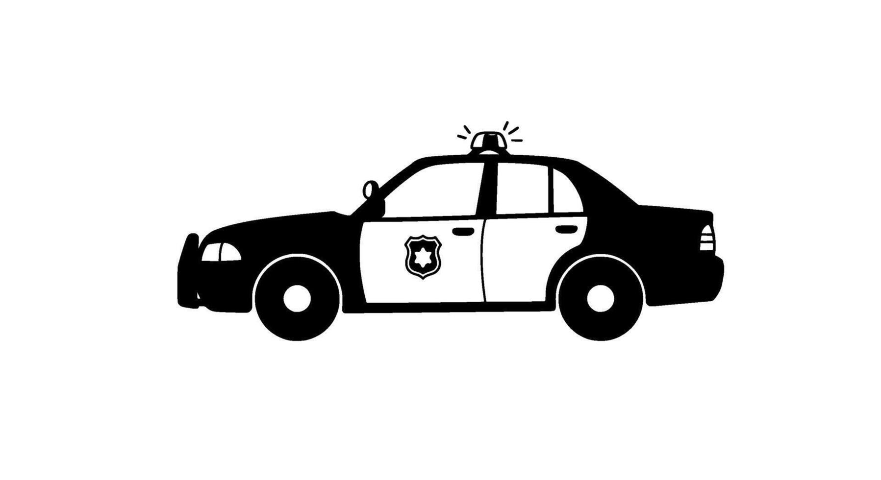Police Car Silhouette Icon Bold Black and White vector