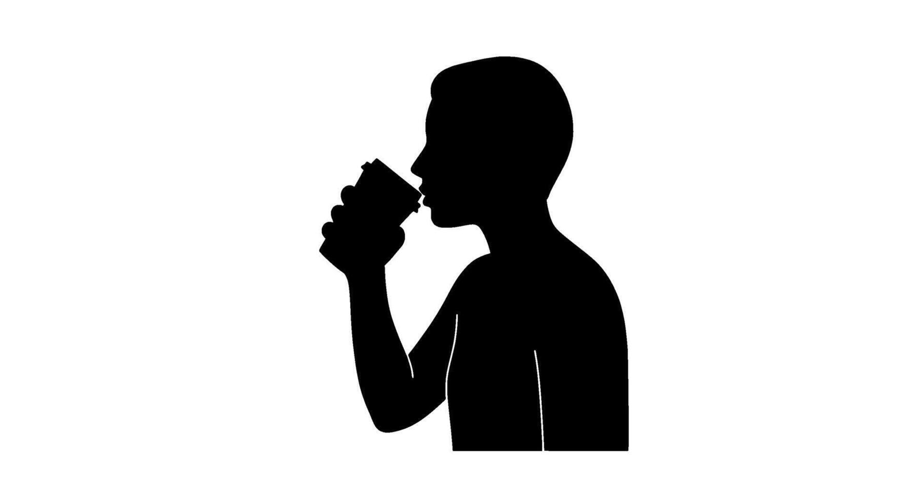 Silhouette of Person Drinking Coffee from Cup vector