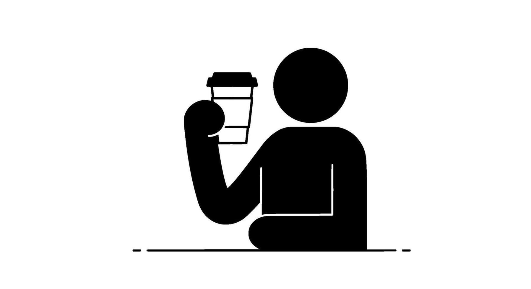 Simple Pictogram Person Holding Coffee Cup vector