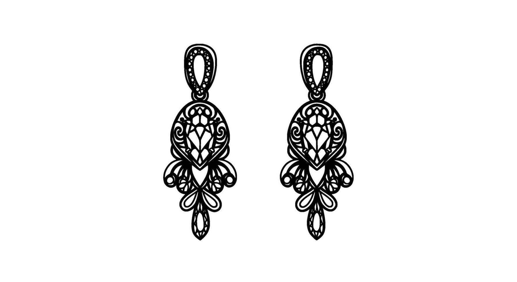 Ornate Filigree Dangle Earrings Design vector