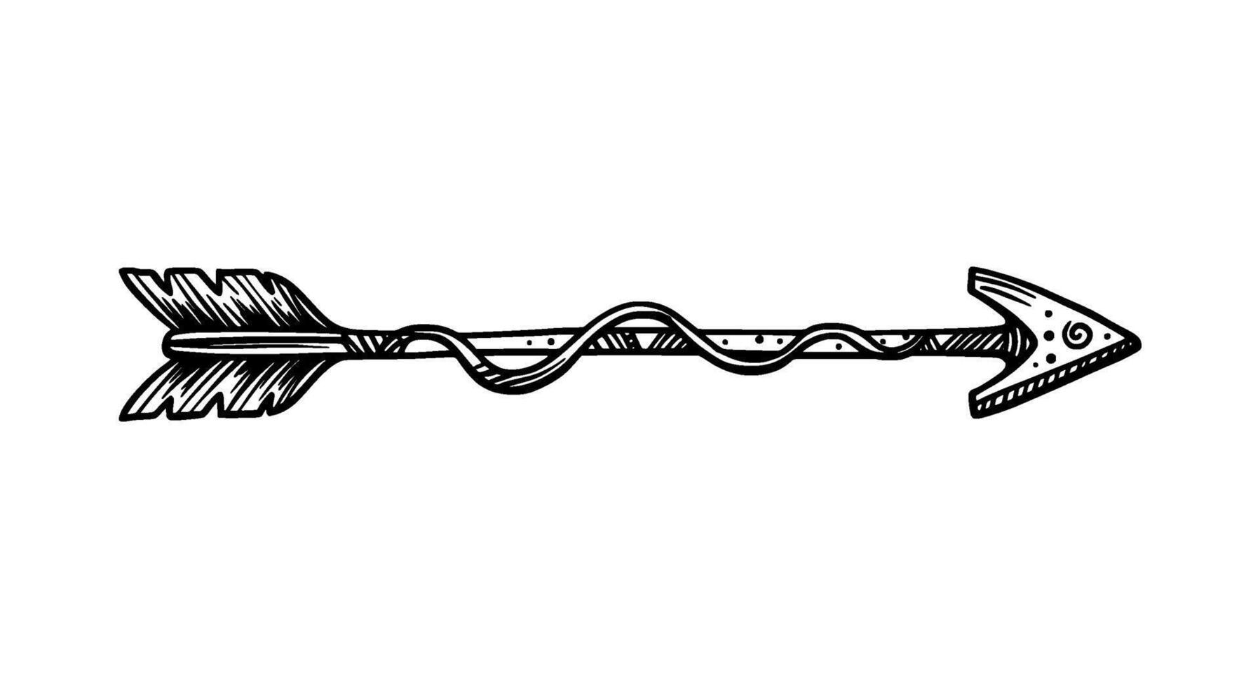 Ornate Hand-Drawn Arrow with Wavy vector