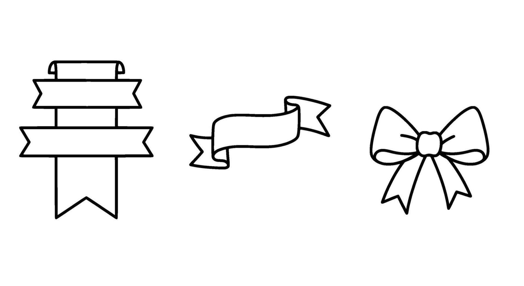 Line Art Ribbon Set Banners and Bow vector