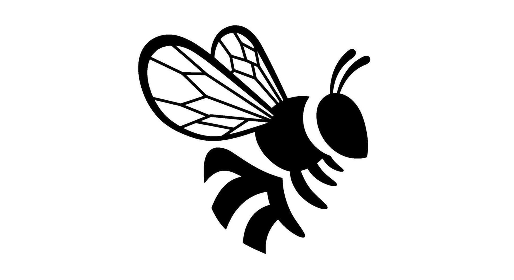 Stylized Bee Icon Monochrome Insect Silhouette vector