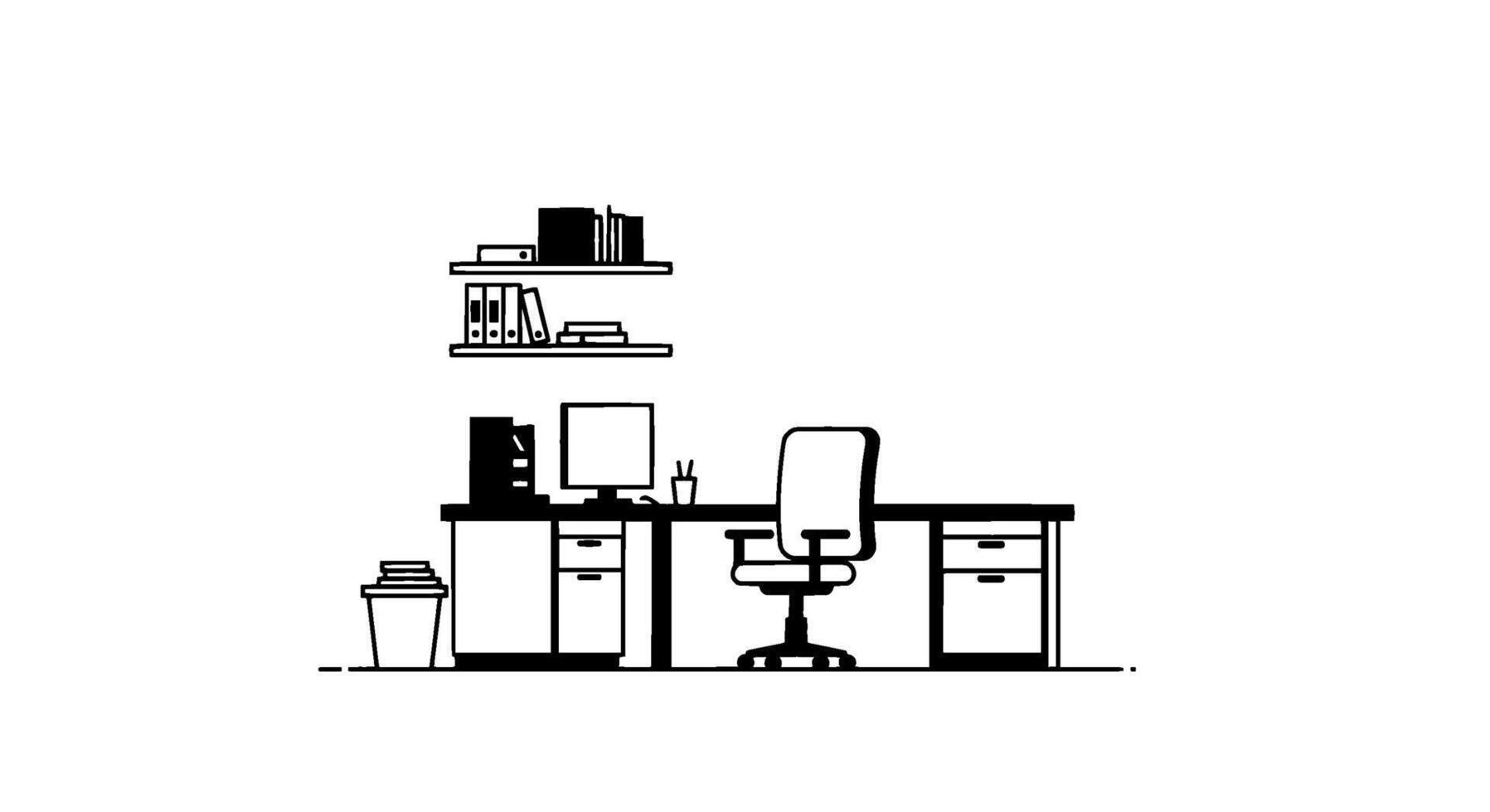Monochrome Office Workspace Illustration vector