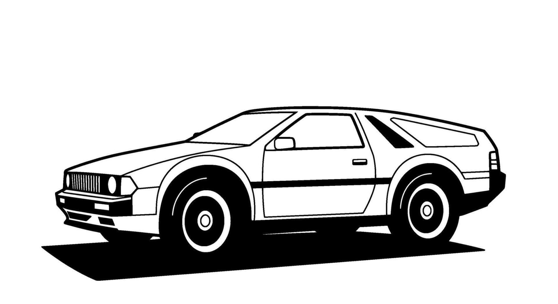 80s Retro Futuristic Car Line Art vector