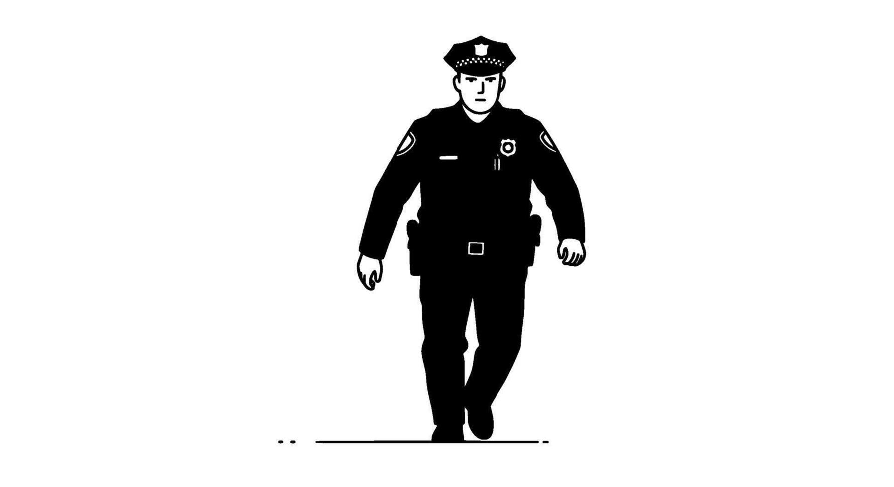 Monochromatic Police Officer Walking Illustration vector
