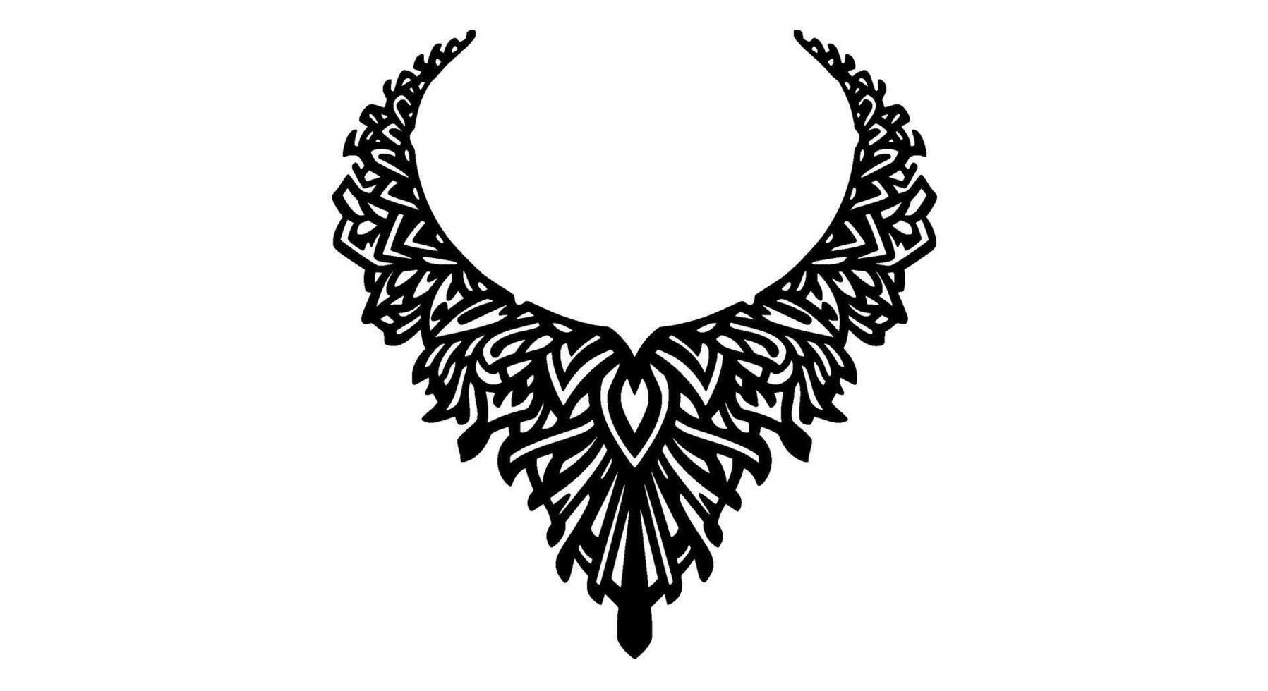 Ornate Black Necklace Design, VShaped Mandala vector