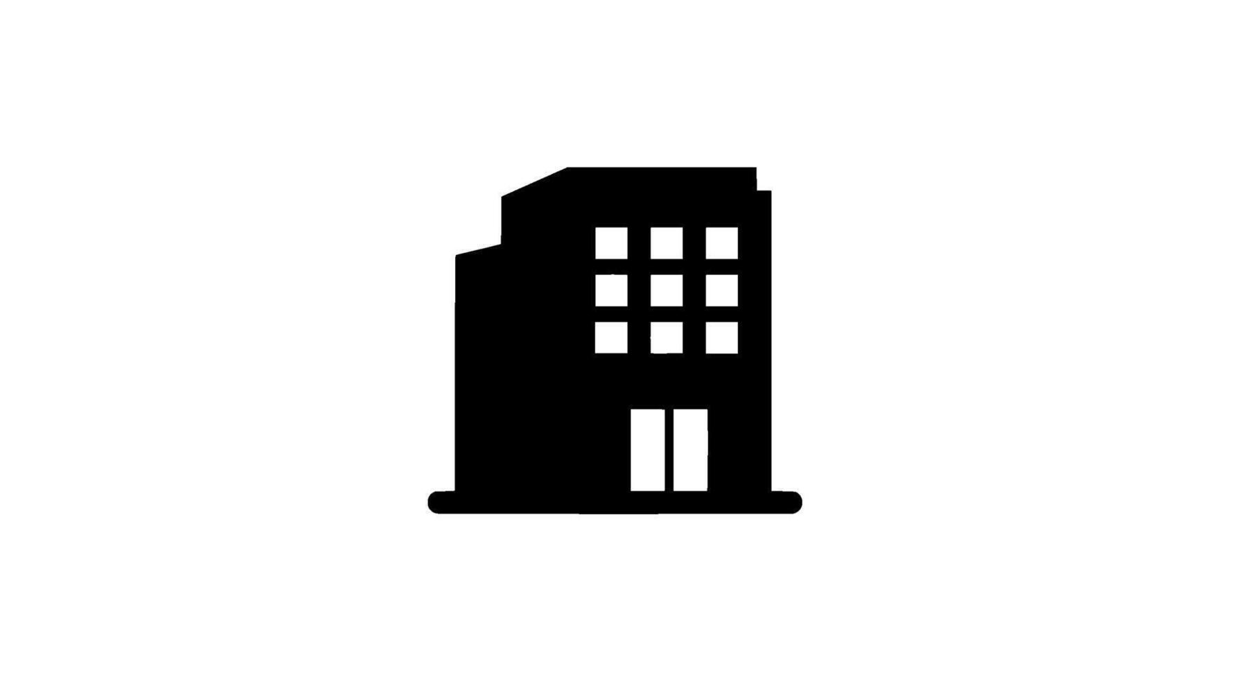 Simple Solid Black Building Icon vector