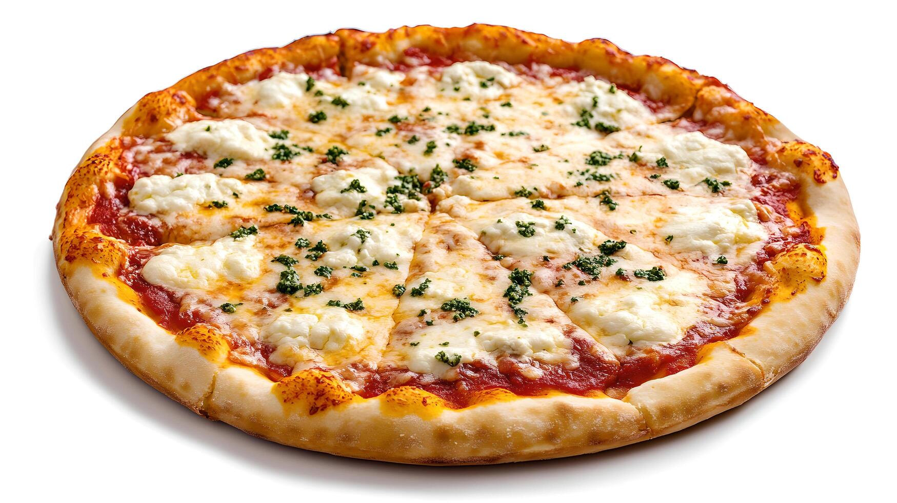 A Delicious Cheese Pizza with Tomato Sauce and Herbs photo