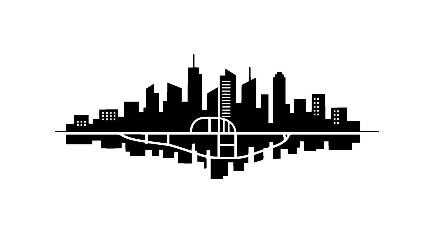 Cityscape Reflection Monochrome Skyline vector