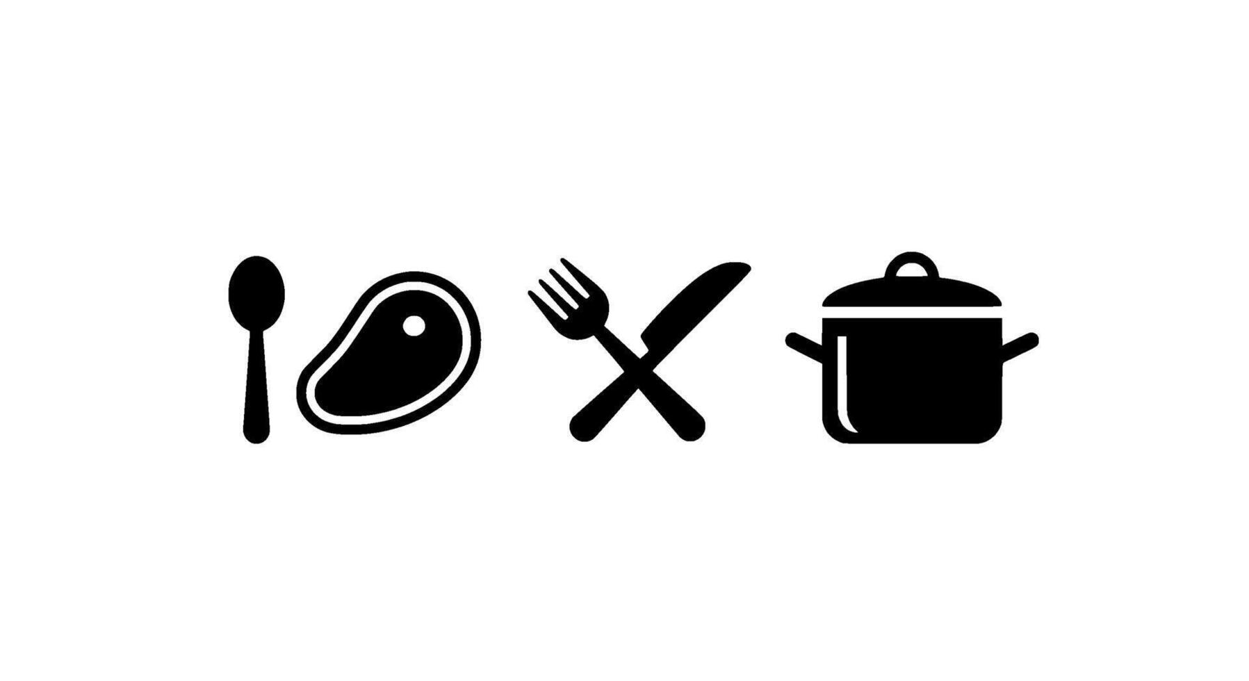 Steak Dinner Cooking Icons vector