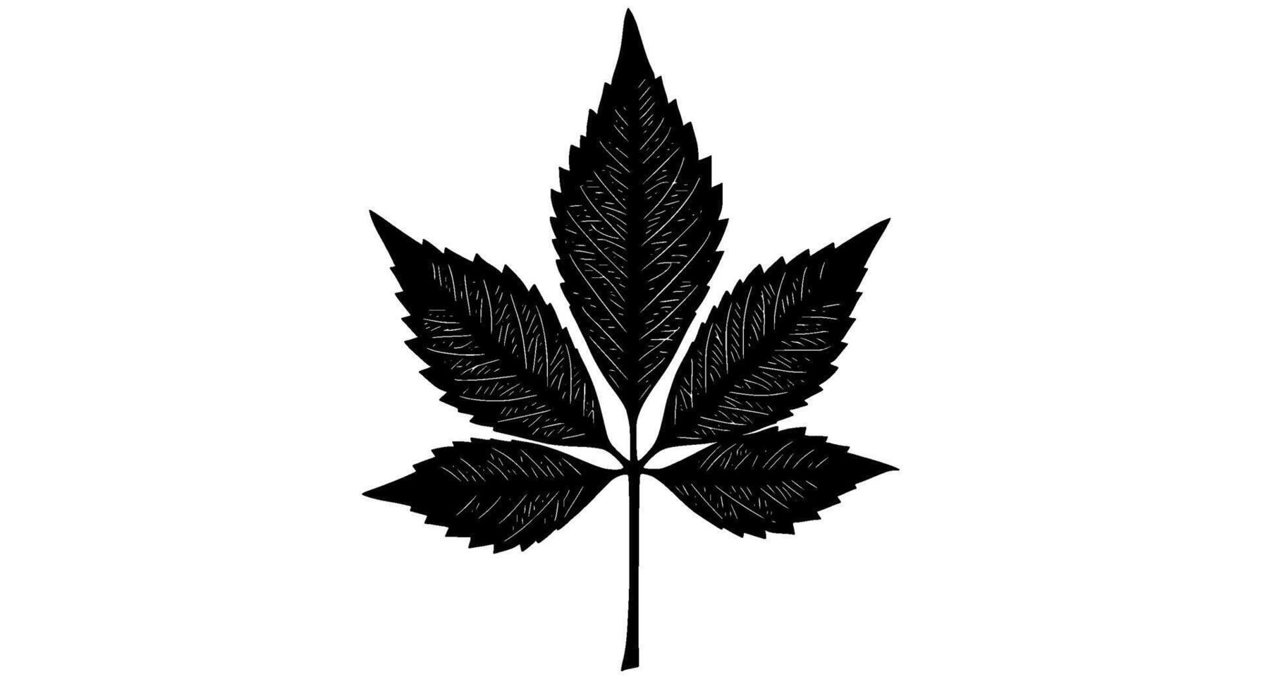 Five-Leaf Black Silhouette Botanical Illustration vector
