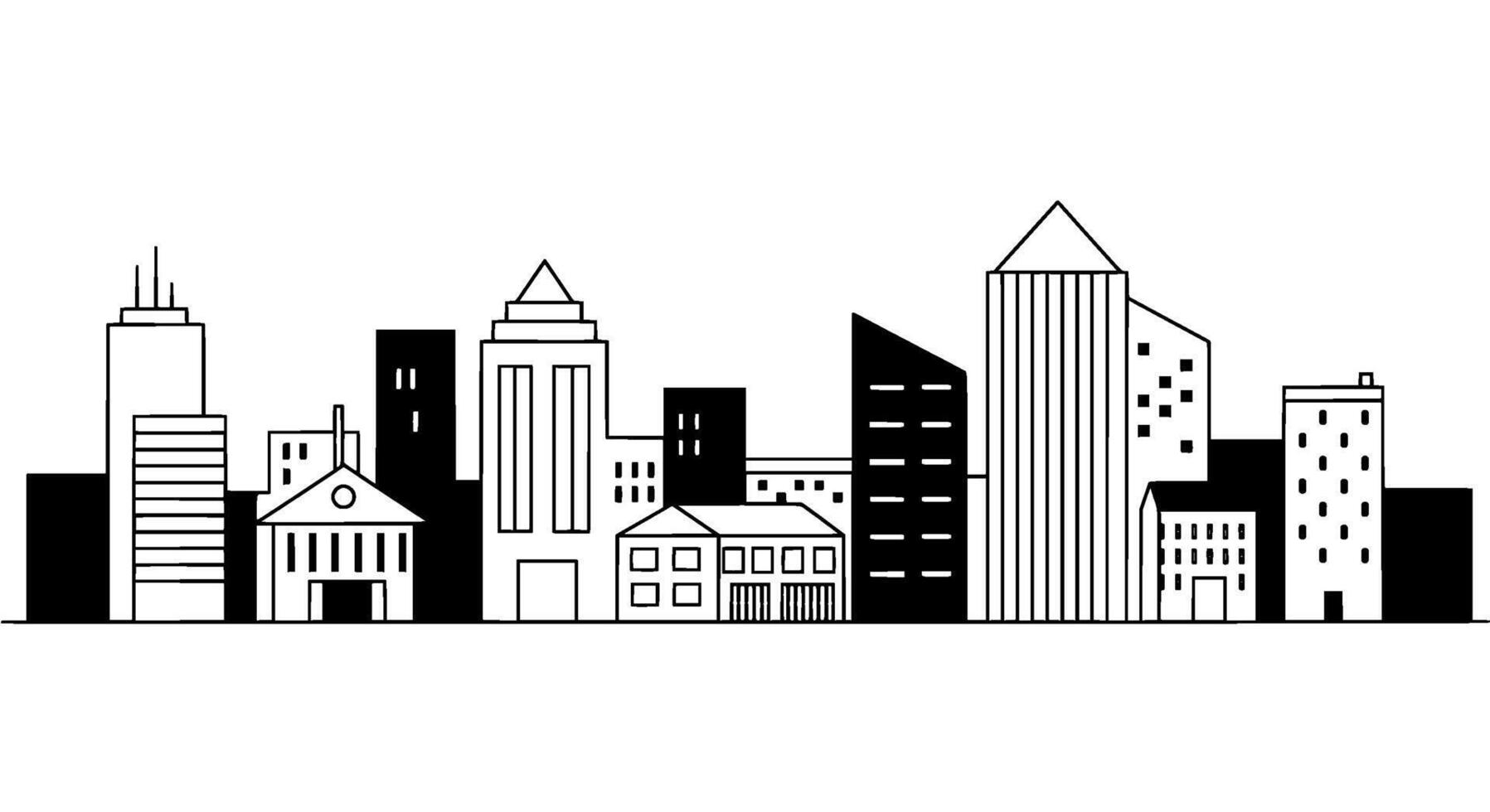 Monochromatic Cityscape Skyline Illustration vector
