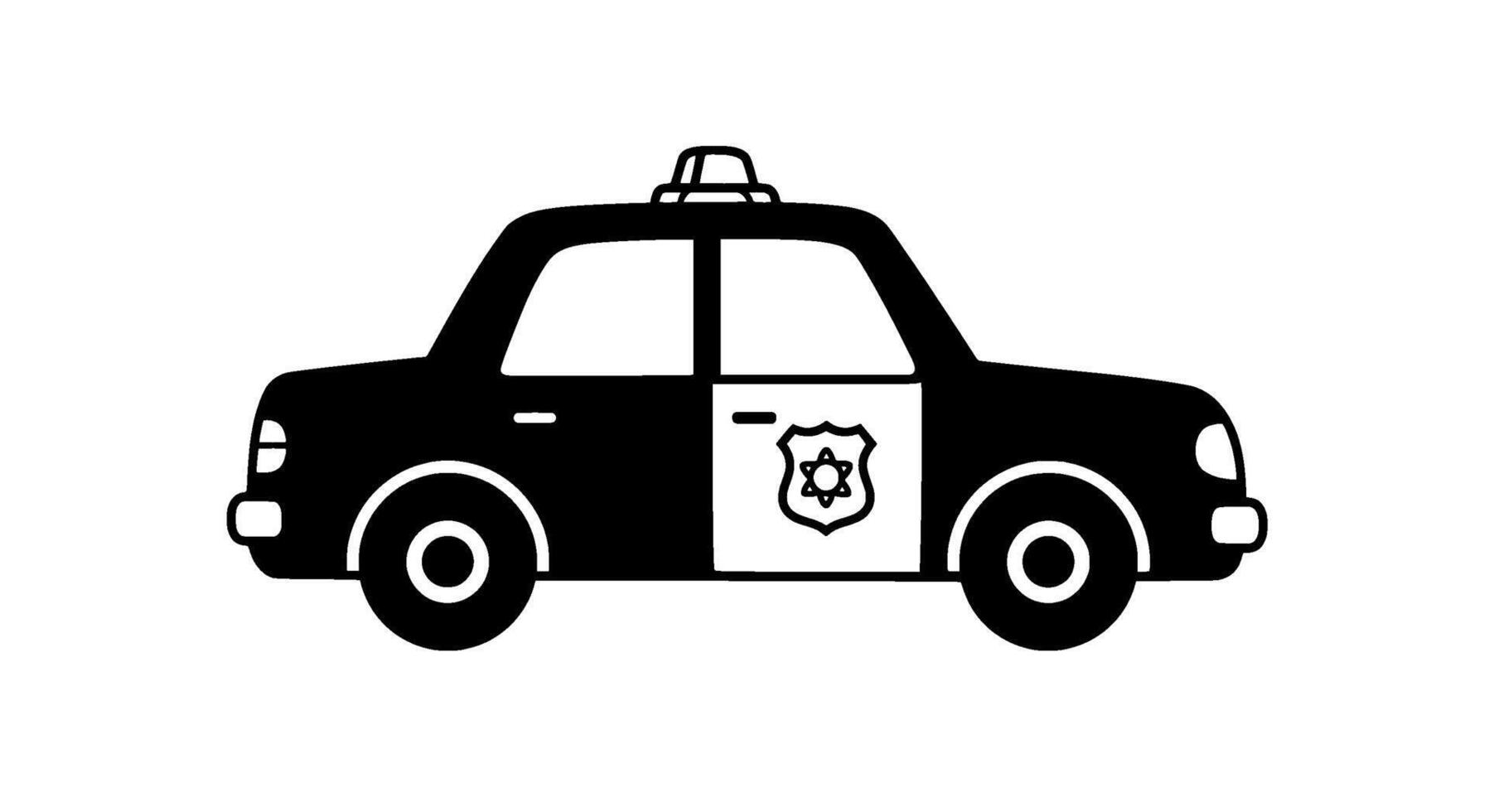 Simple Police Car Icon Black and White Silhouette vector