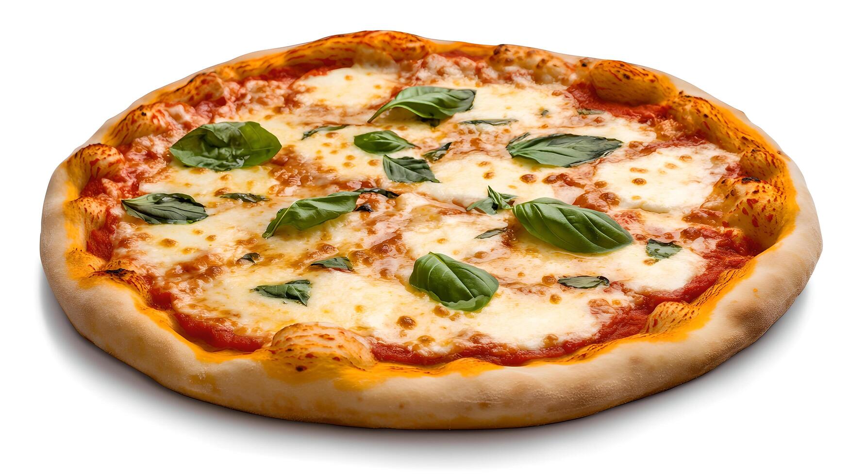 Delicious Margherita Pizza with Melted Mozzarella and Fresh Basil photo