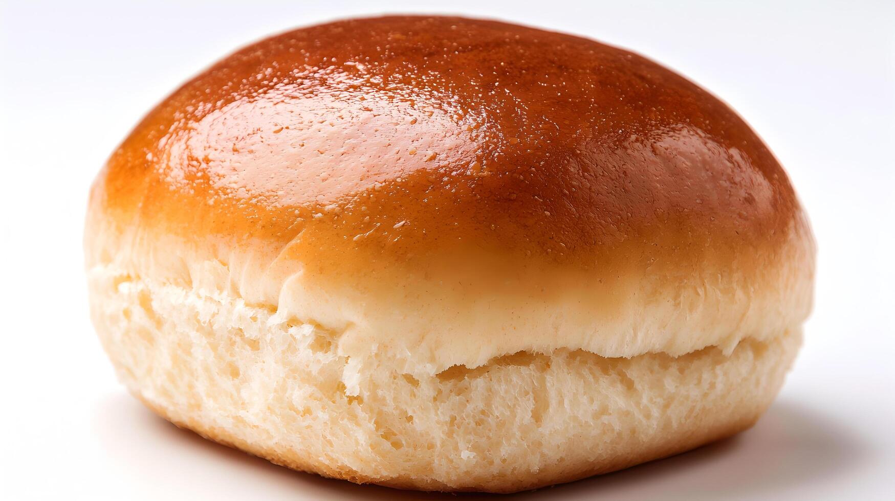 Close up of a Single Golden Brown Bread Roll on White Background photo