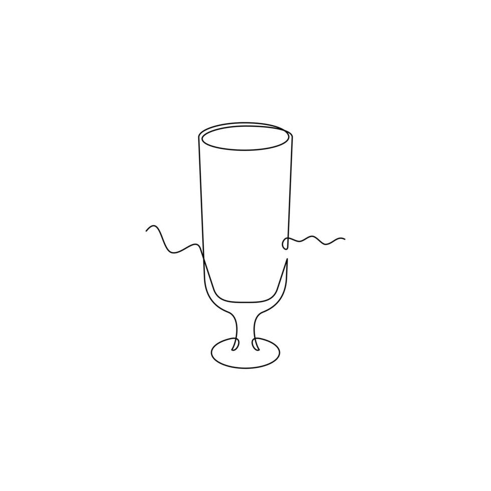one line art Footed High Ball Glass illustration. line art, one continuous line, simple, hand drawn and sketch style. for icons, symbols, signs or logos vector
