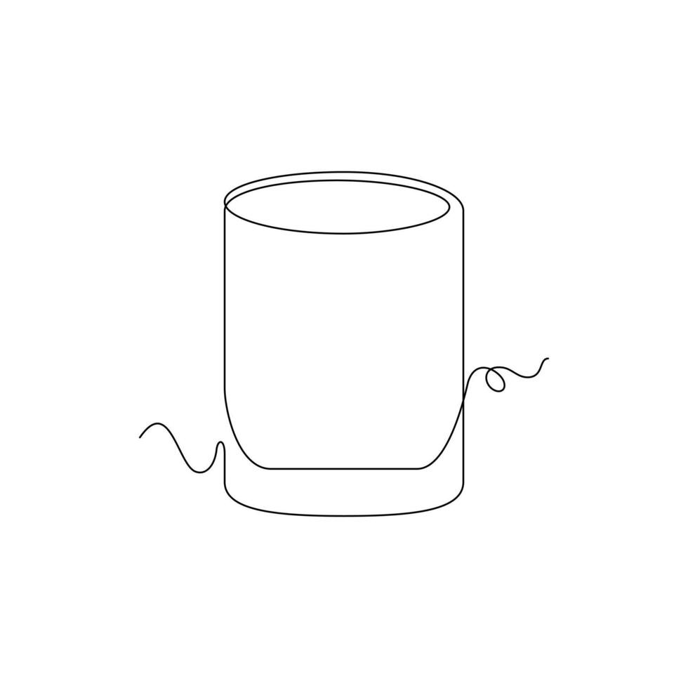 one line art Old Fashioned Rocks Glass illustration. line art, one continuous line, simple, hand drawn and sketch style. for icons, symbols, signs or logos vector