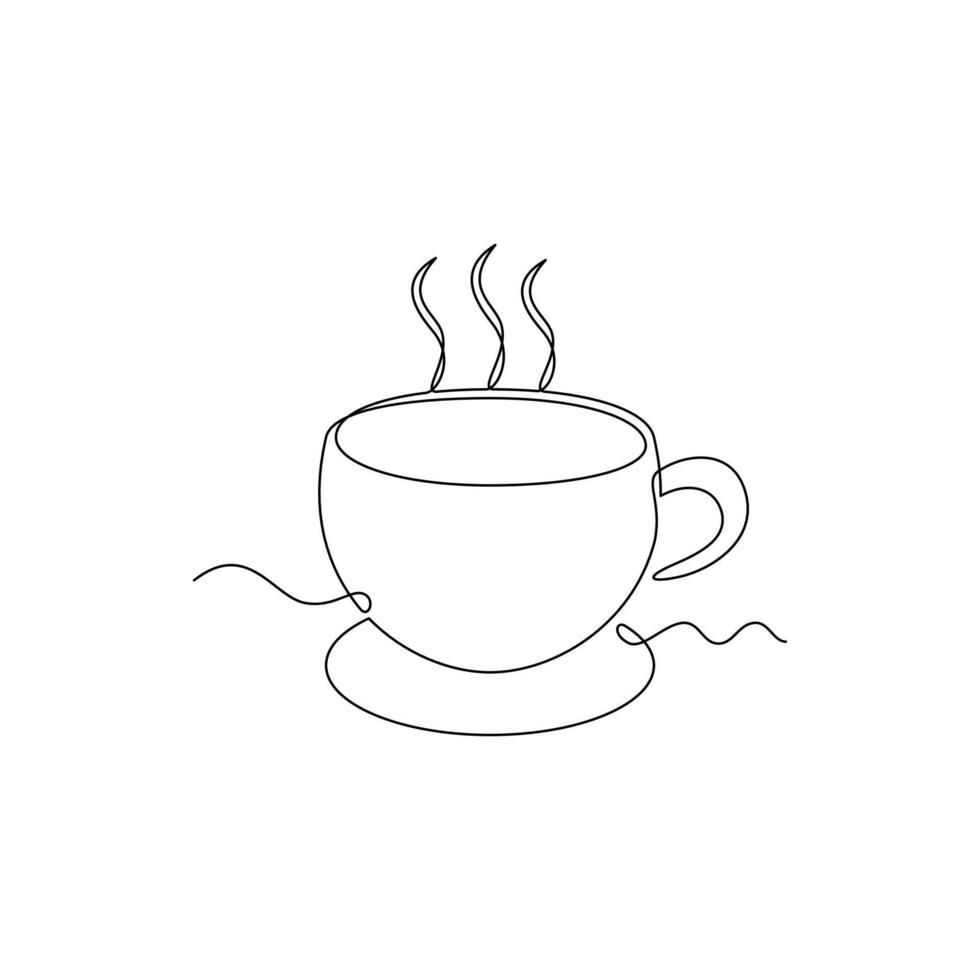 one line art Coffee Cup Glass illustration. line art, one continuous line, simple, hand drawn and sketch style. for icons, symbols, signs or logos vector