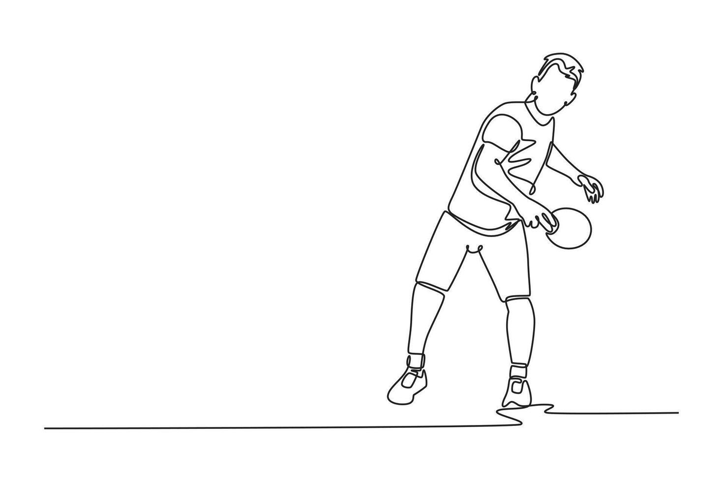 Single one line drawing male table tennis player hitting the ball with precision and big power. Performing dynamic strokes and returns in tournament. Continuous line design graphic illustration vector