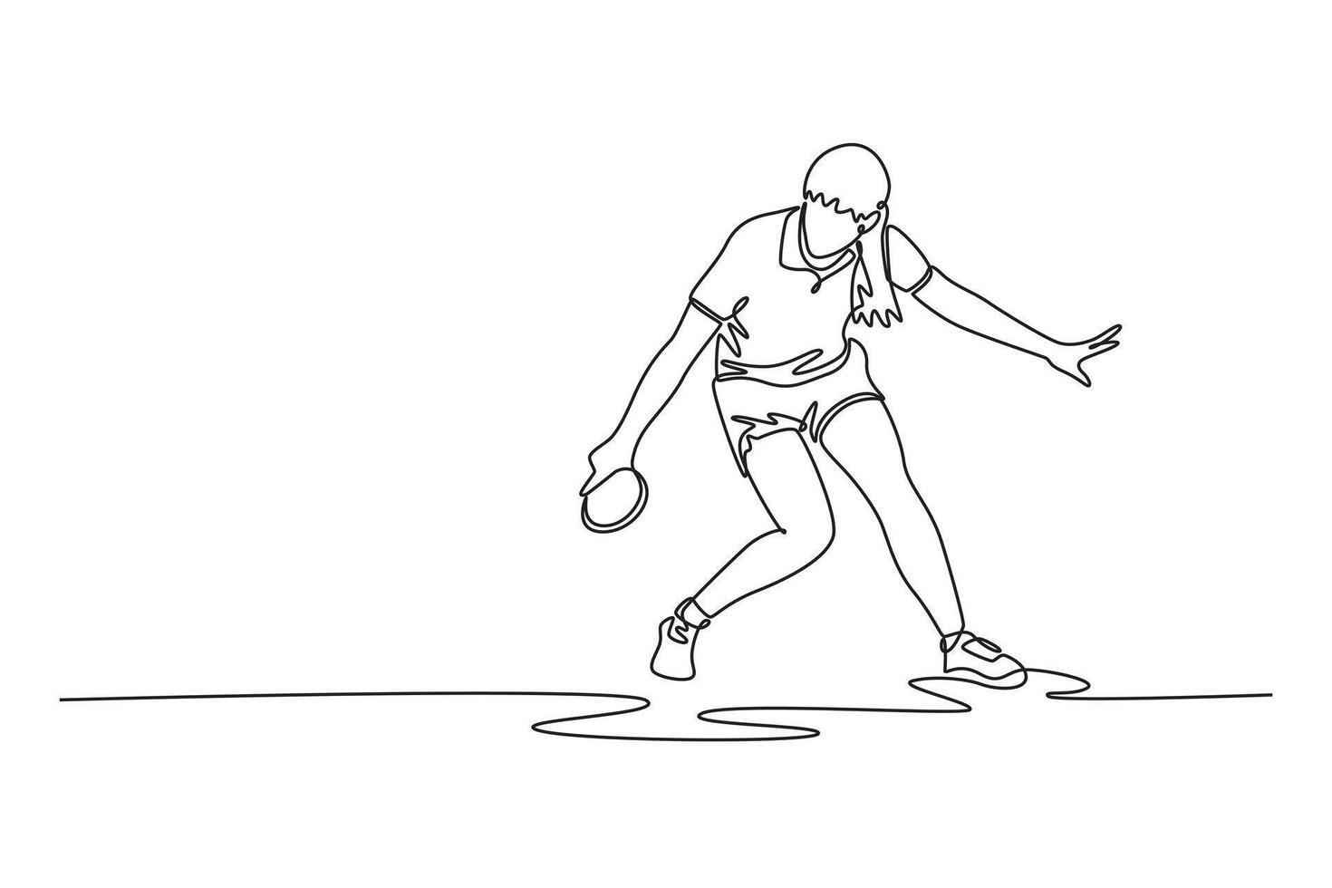Single continuous line drawing beauty female table tennis players performing dynamic strokes and returns. Showing speed and reflex in modern ping pong. One line draw graphic design illustration vector