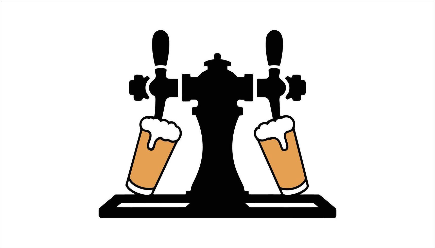 Draft Beer Dispenser Icon with Pint Glasses vector