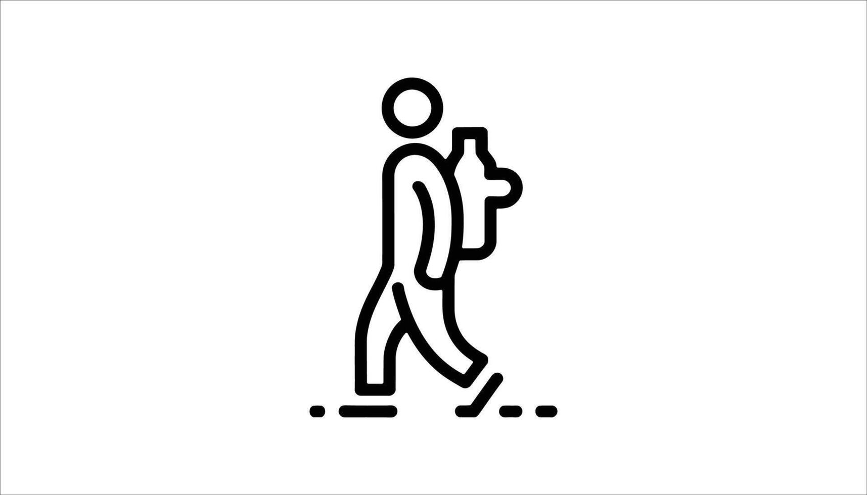 Hiker with Backpack Icon Walking Traveler Outline vector