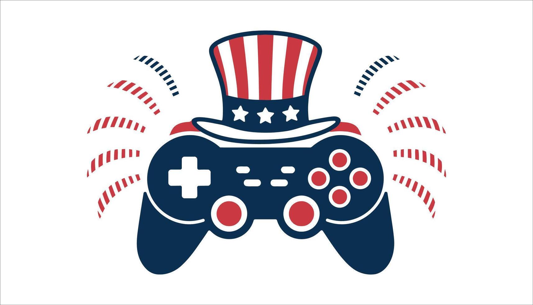 Patriotic Gaming Controller with Uncle Sam Hat Illustration vector